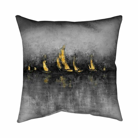 FONDO 20 x 20 in. Gold Sailboats-Double Sided Print Indoor Pillow FO2773625